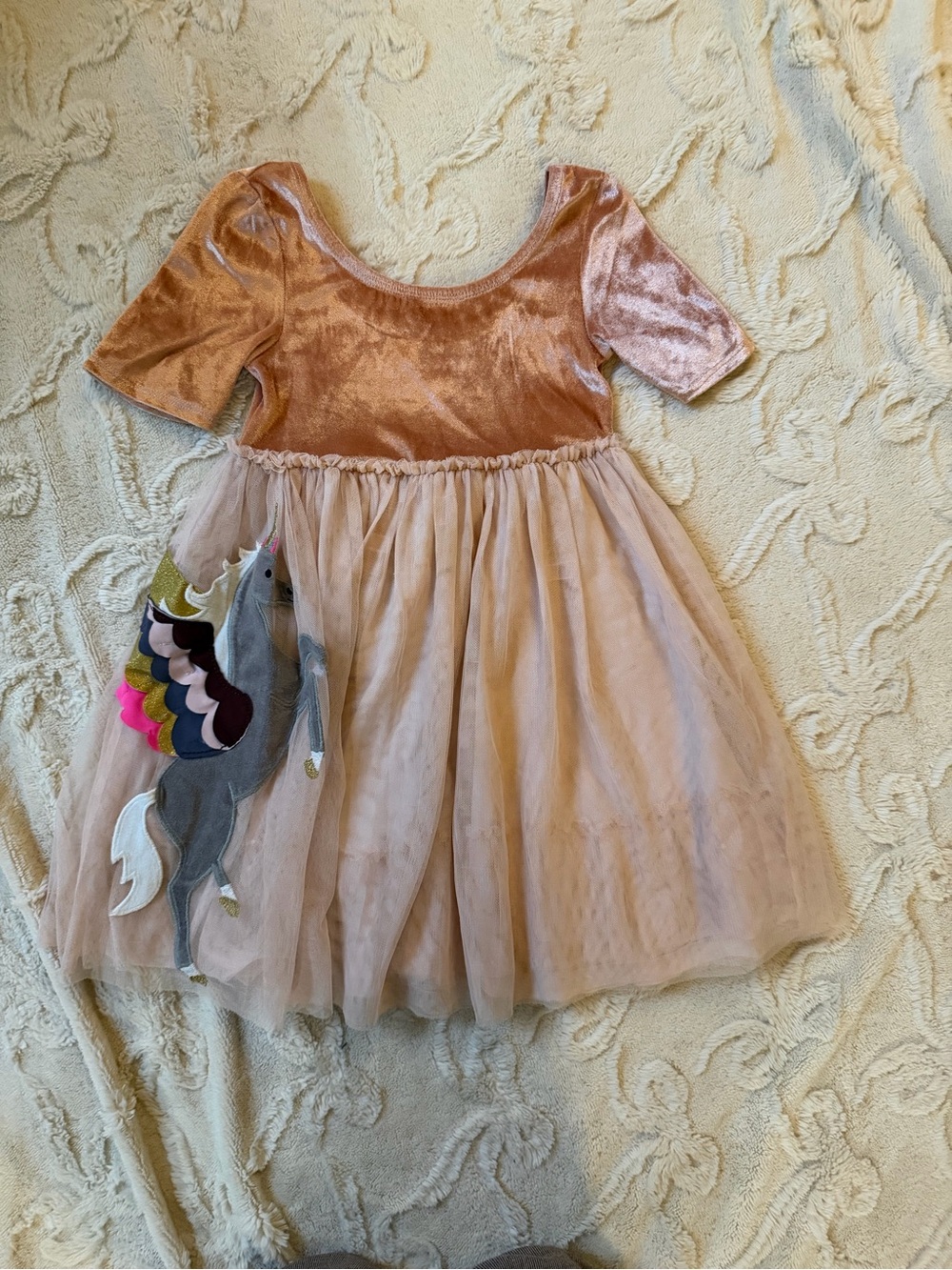 Mini Boden Pink Velvet & Tulle Unicorn Dress